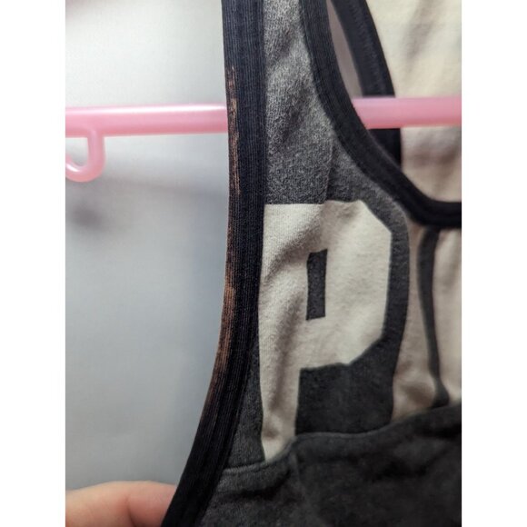 Victoria's Secret Pink Logo Racerback Bra/Crop Top Gray Black Women Size Small - Picture 3 of 13